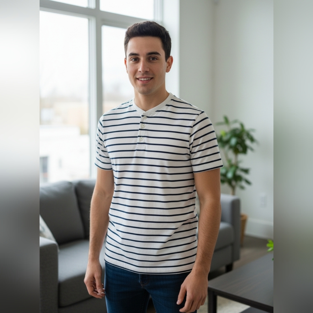 ONLY & SONS White and Navy Striped Tee